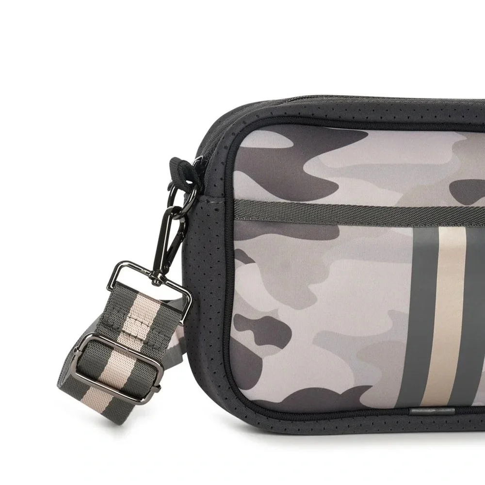 Haute Shore Drew Safari Camo Neoprene Camera Crossbody Bag NWT